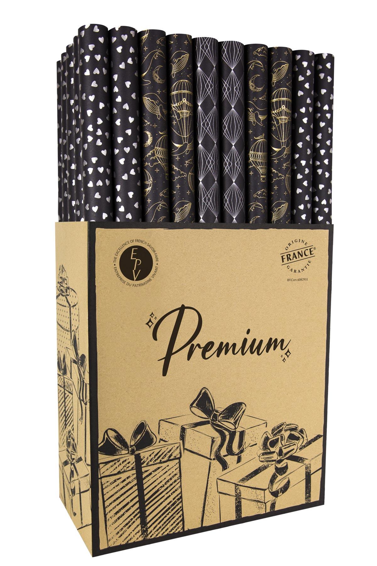PAPIER CADEAU TEINTE MASSE NOIR 0.7X2M