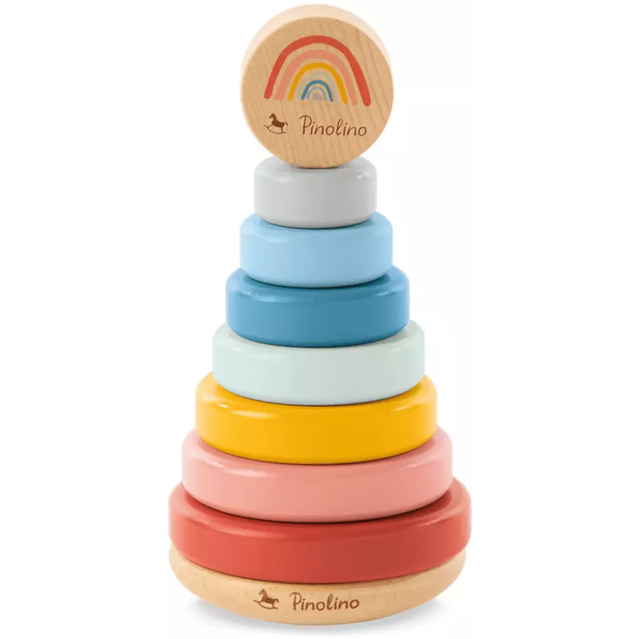 Pinolino Motorik-Set „Ruby“ mit Stapelturm, Holz-Regenbogen und Abakus-Regenbogen, 3-tlg.