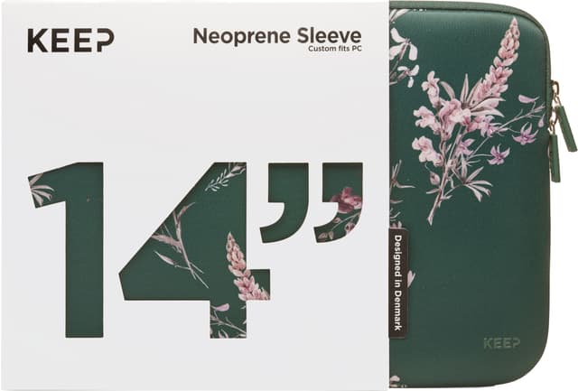KEEP 14'' neopren sleeve til bærbar computer (Power Green Flower)