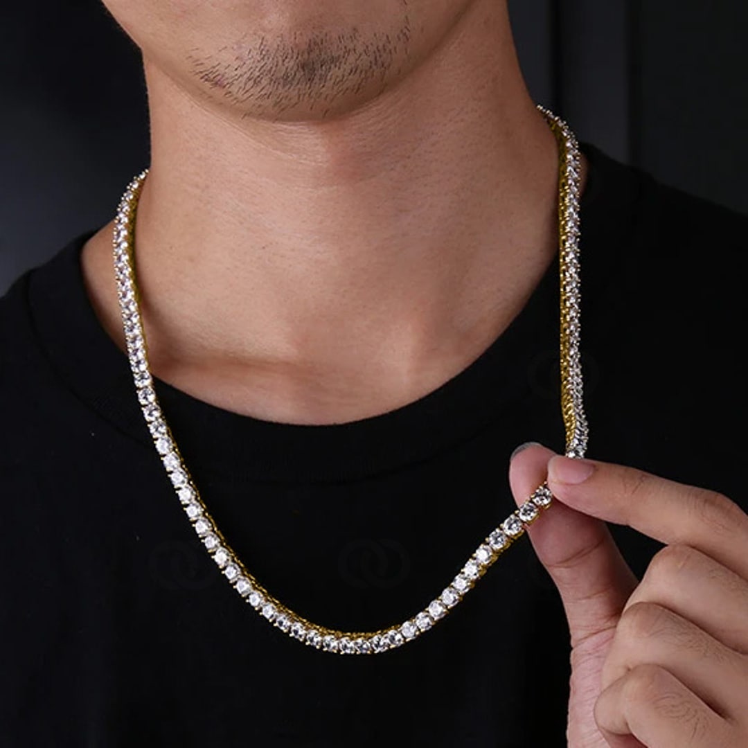 4mm Tenniscollier Gelb vergoldet mit Zirkonia