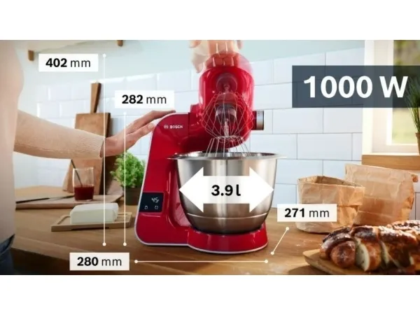 Bosch MUM5 MUM5X720 - Køkkenmaskine - 1000 W - dybrød/sølv