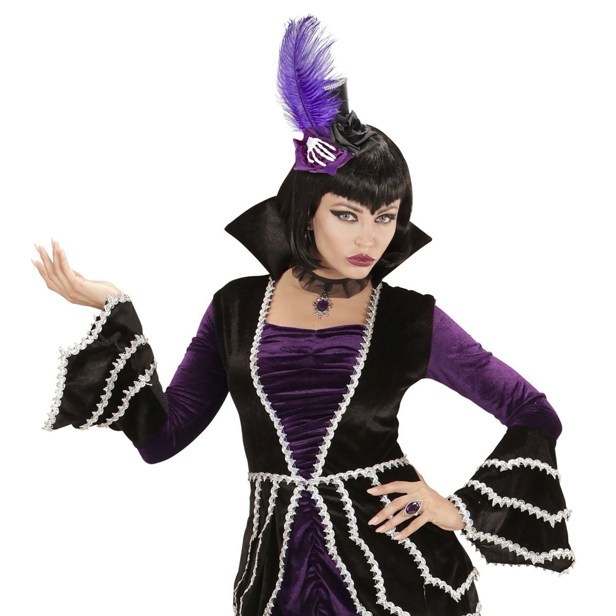 Halloween Hoed Paars Mini Skelet