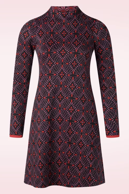 Blutsgeschwister Cosy Zen Tangle gebreide jurk in circle of love en zwart