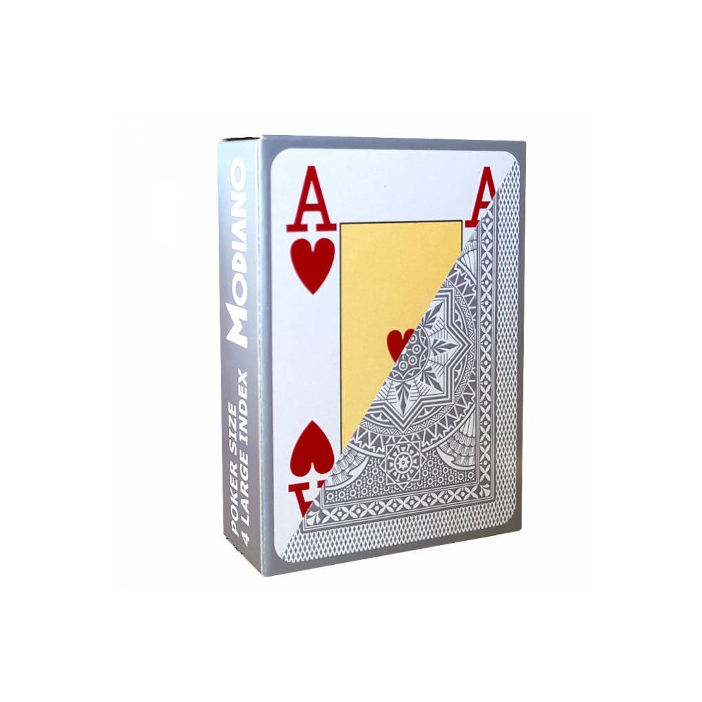 Jeu de 54 cartes Modiano format poker - Gris
