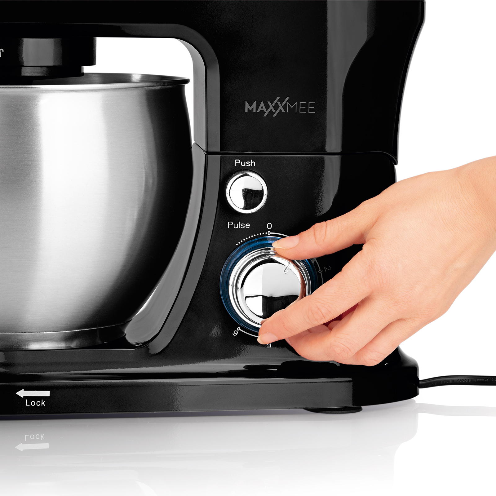 MAXXMEE Küchenmaschine 6348 - schwarz-Edelstahl - 5 Liter