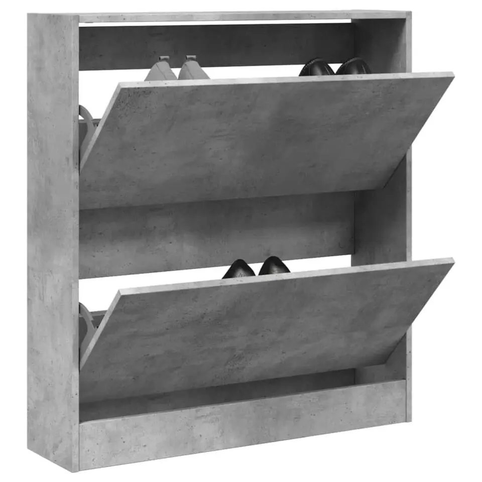 vidaXL - Schoenenkast 6 paar met 2 kleppen - Betongrijs - Hout - 80x21x87.5 cm