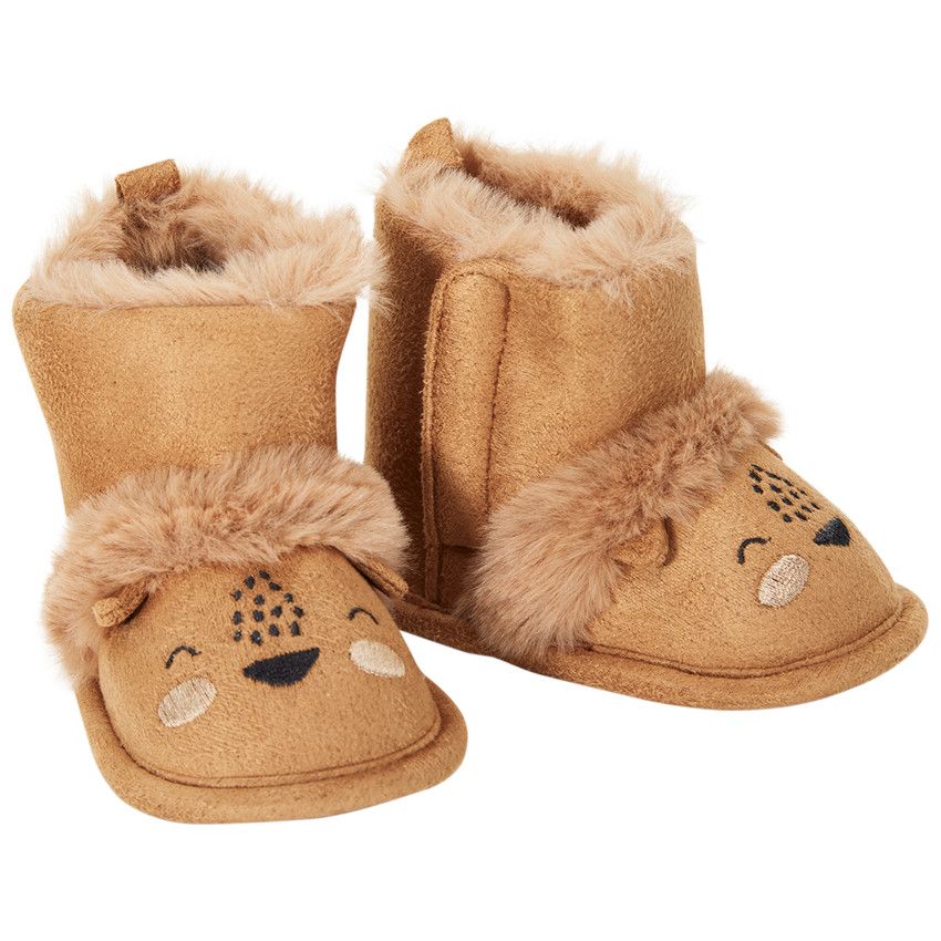 Chaussons bottes fourrés lion pour bébé garçon