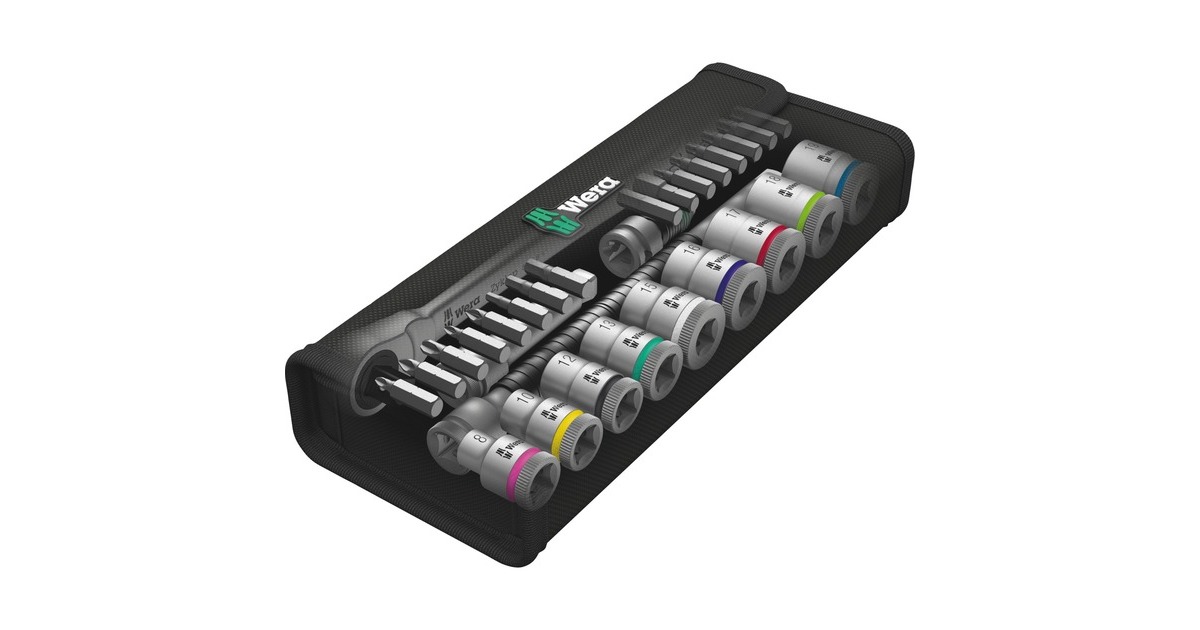 Wera8100 SB 8 Zyklop Metal-ratelset, 29‑delig gereedschapsset  (Zwart/zilver, Omschakelpal, 3/8