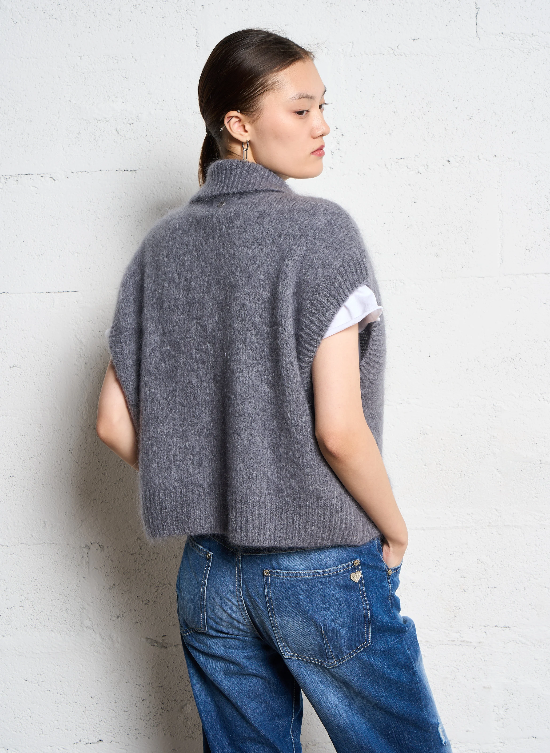 Gilet col classique ample | Gris