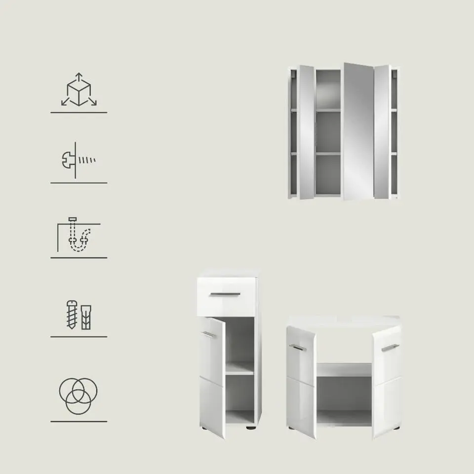 Hioshop Ice badkamer I76 wit hoogglans- wit