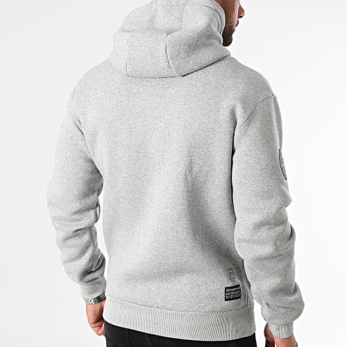 Sweat Zippé Capuche Gris Chiné