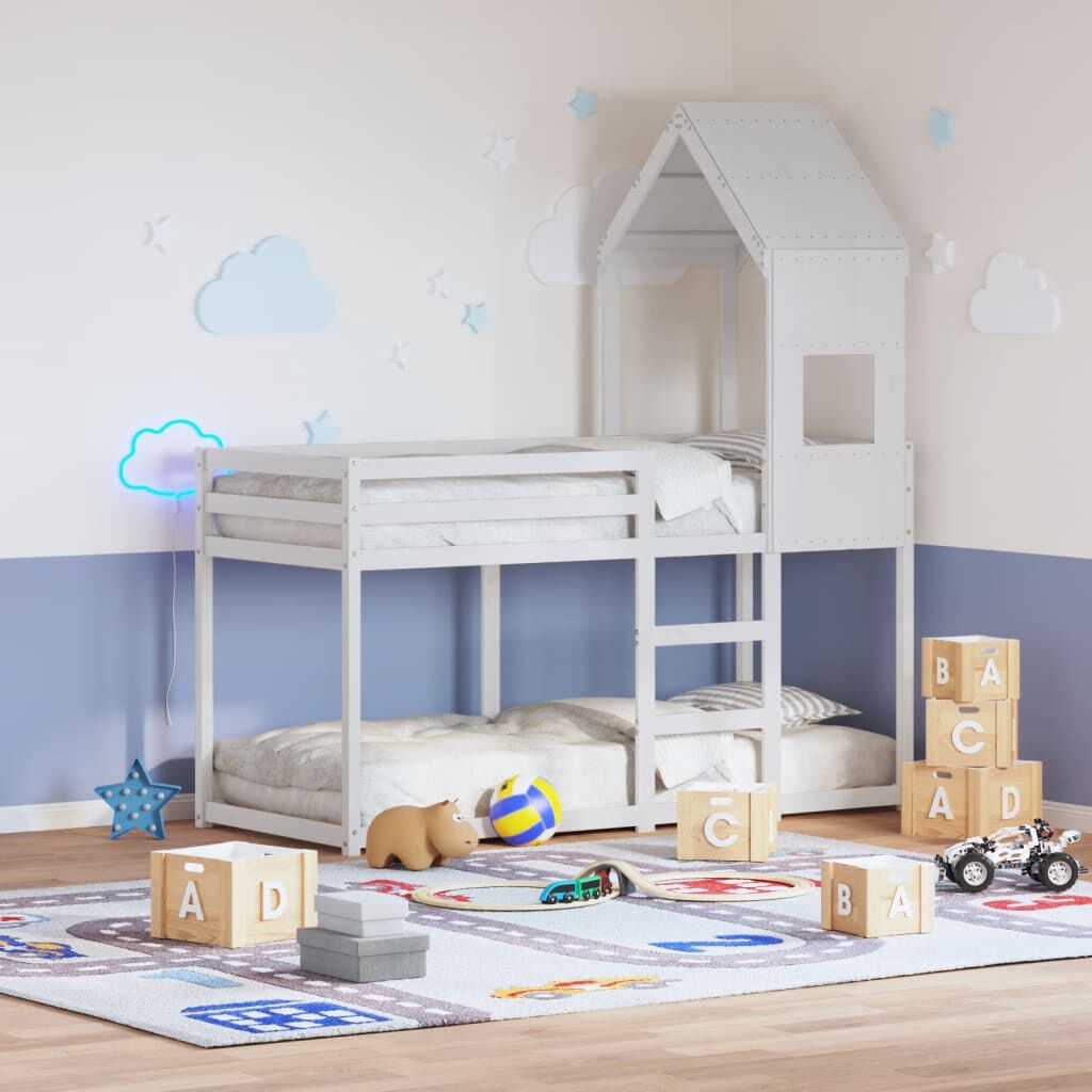 vidaXL Hemelbed voor kinderbed, wit, 55x84x132 cm, grenenhout