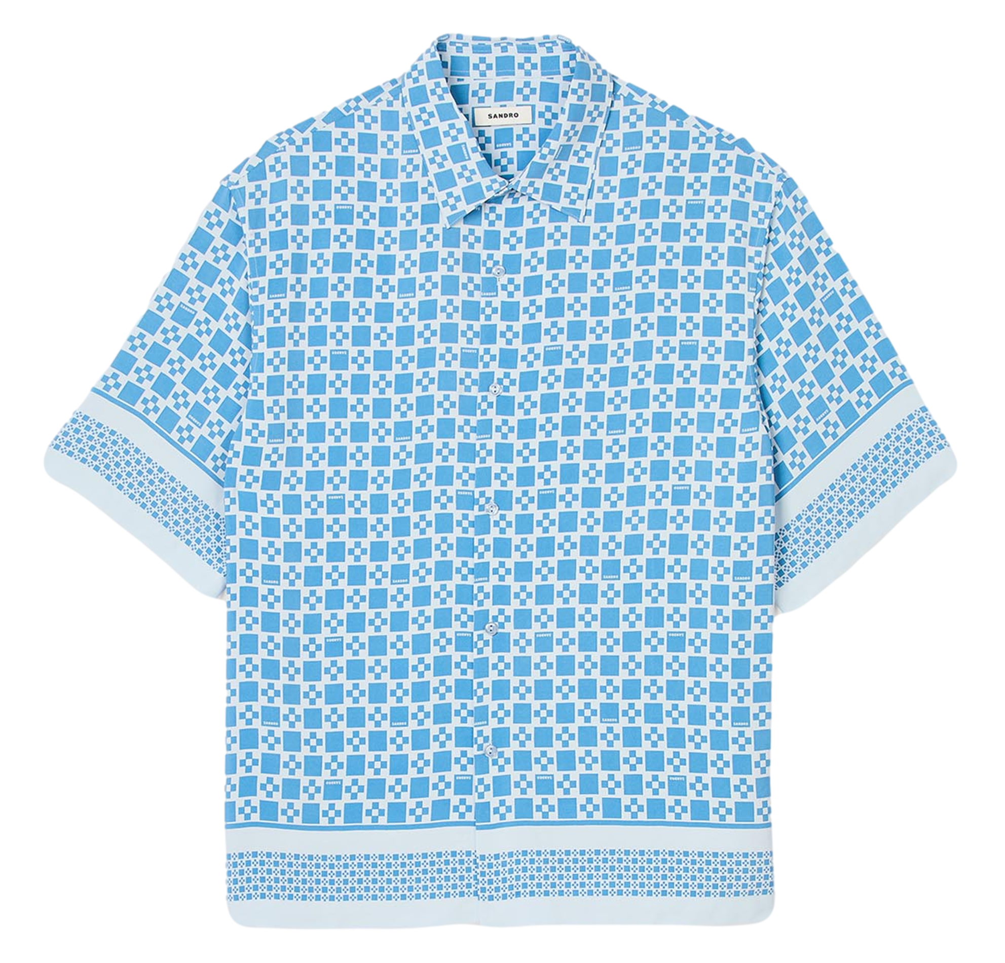 Chemise fluide imprimée manches courtes | Bleu