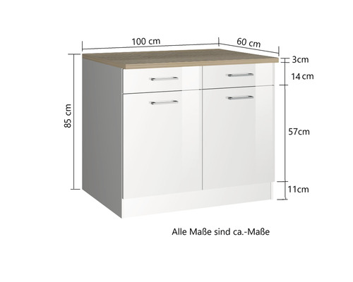 Held Furniture Milan onderkast corpus BxDxH 100x60x85 cm grijs hoogglans gedemonteerd