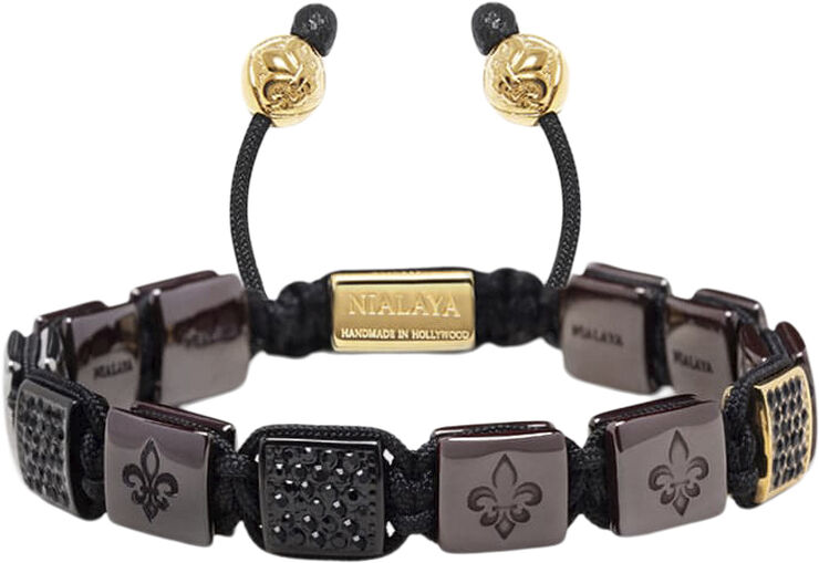 Nialaya Men's Ceramic Flatbead Bracelet in Red and Black Red / black