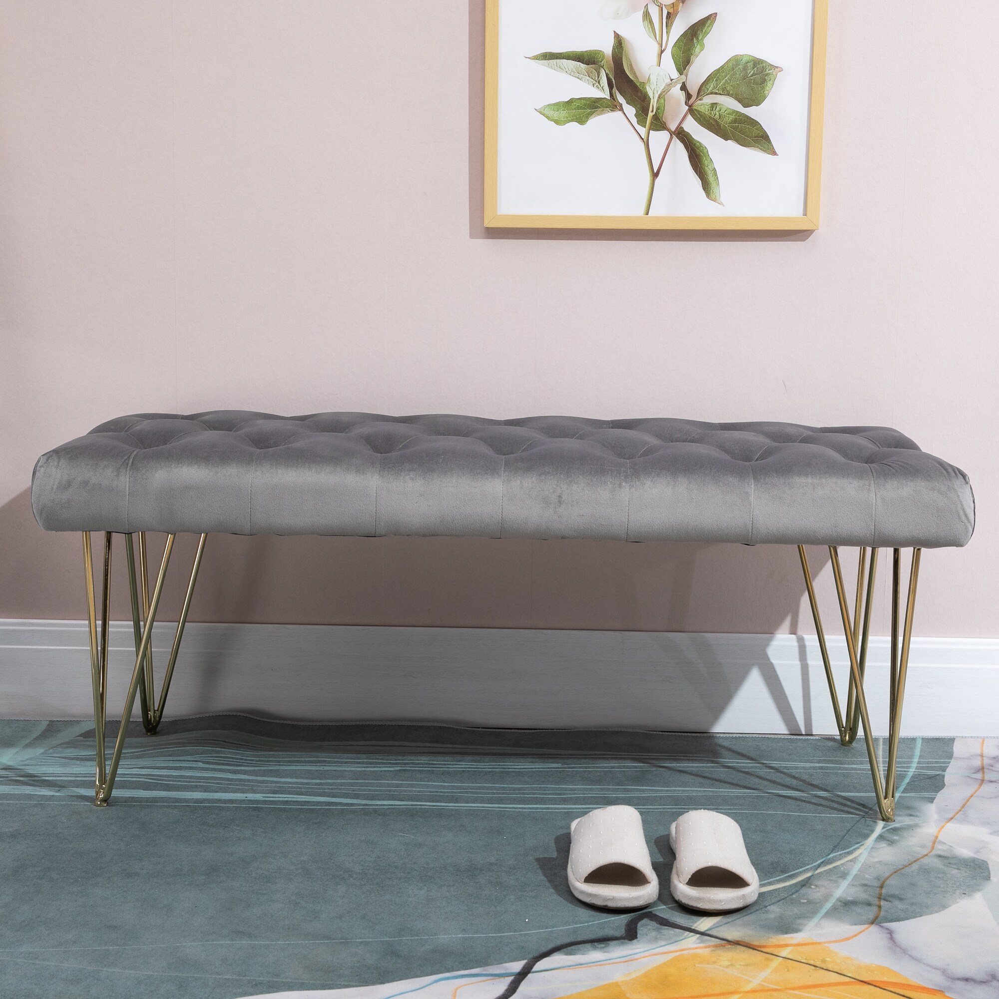 HOMCOM Sitzbank im eleganten Design grau 116 x 44,5 x 49 cm (BxTxH)