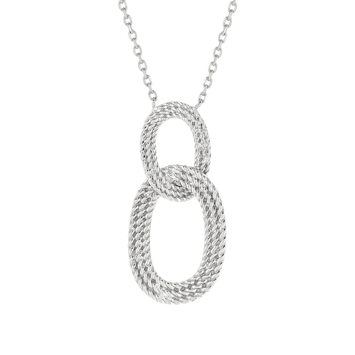 Collier argent 925, anneaux entrelacé 45 cm