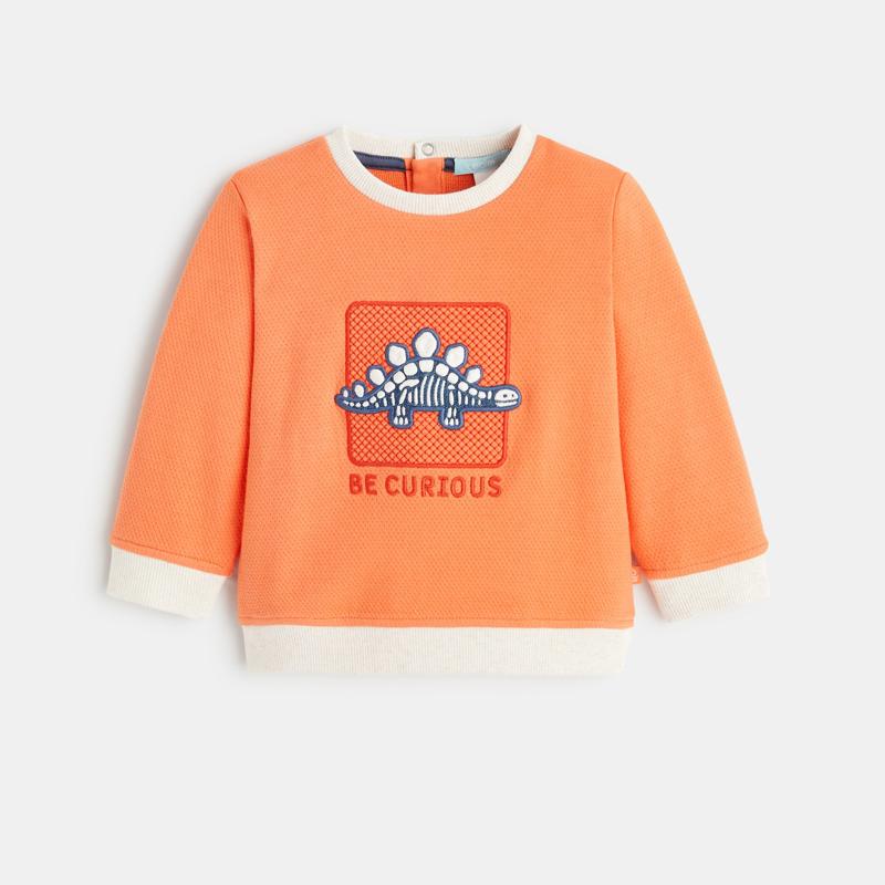 Sweat maille fantaisie dinosaure orange bébé garçon Orange