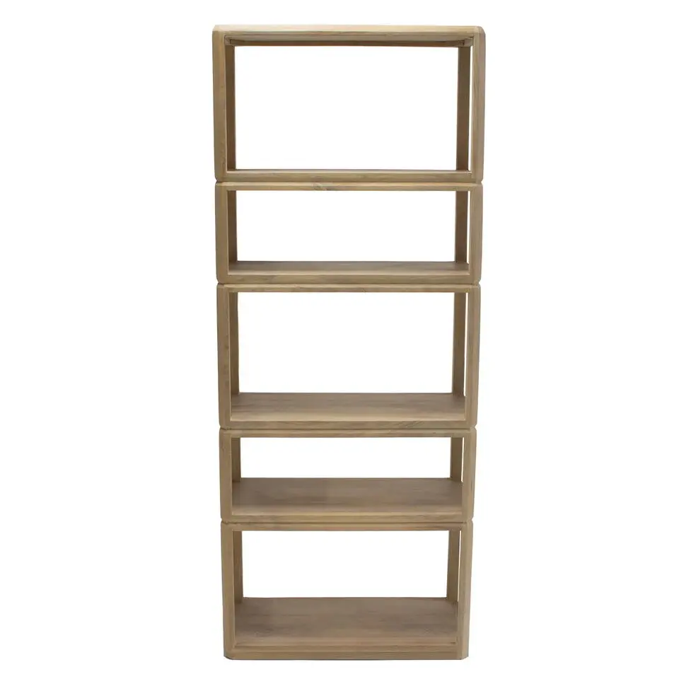 Boekenkast Naturel Mangohout - 80x40x200cm - Noëlle