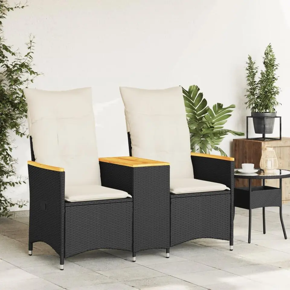 vidaXL - Tuinbank - Zwart - Poly rattan