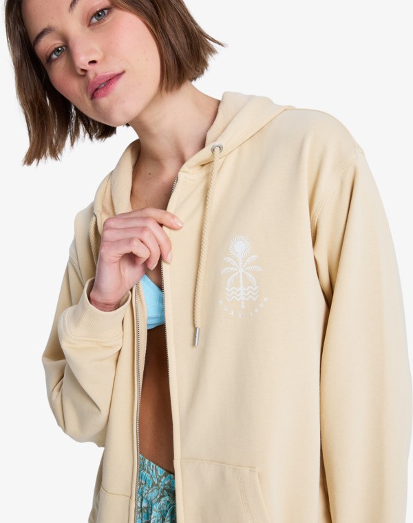 Surf Stoked Zip Terry Sweat à capuche zippé Beige Femme