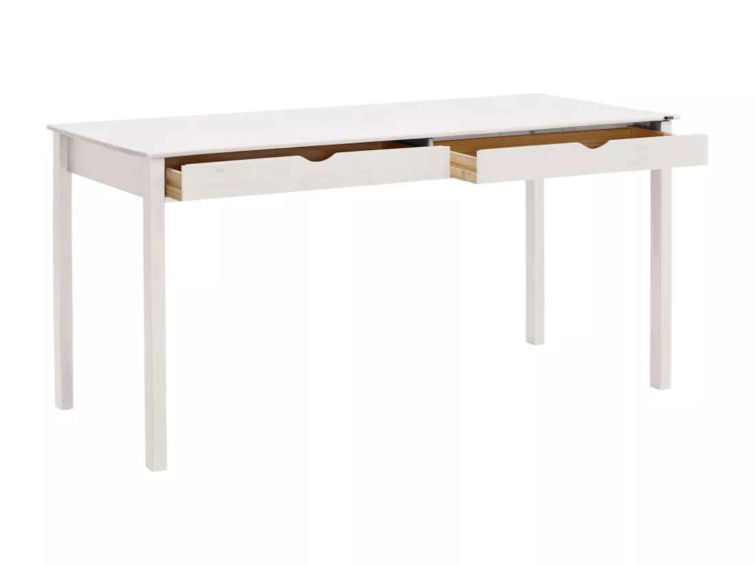 Gava | Bureau avec 2 tiroirs en pin blanc
