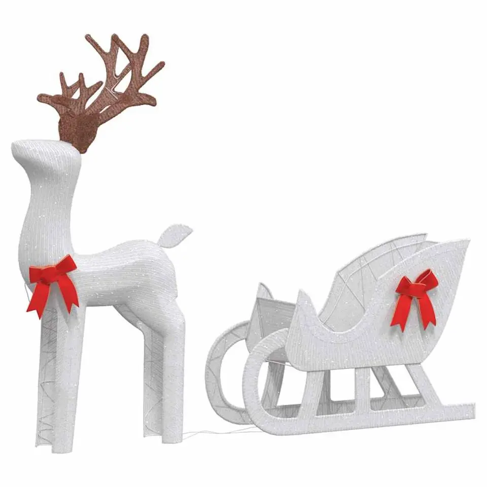 vidaXL - Kerstdecoratie rendier en slee met LED's - Koudwit - Stof en metaal