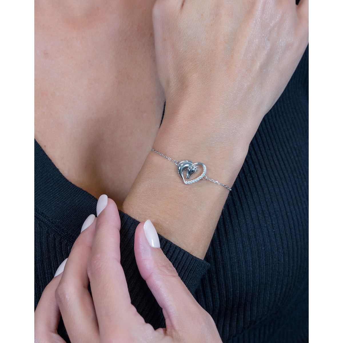 Bracelet Argent rhodié tête de licorne longueur réglable 15cm+3cm