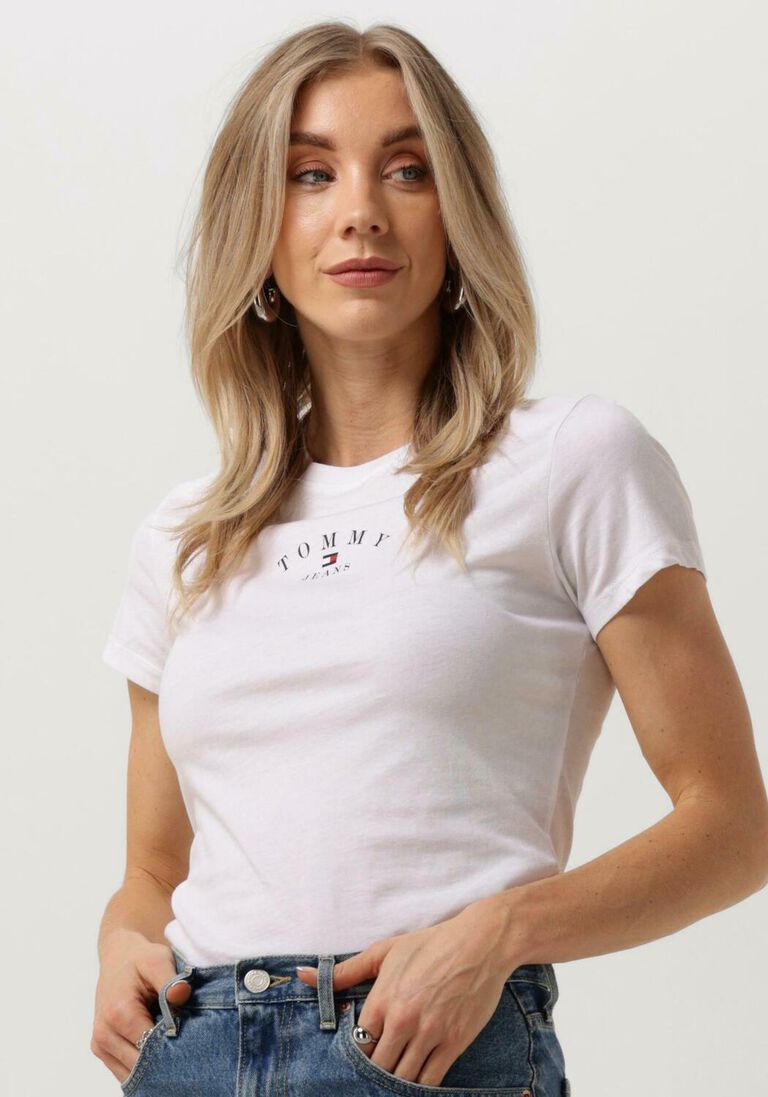 TOMMY JEANS witte tommy jeans t-shirt tjw slim essential logo