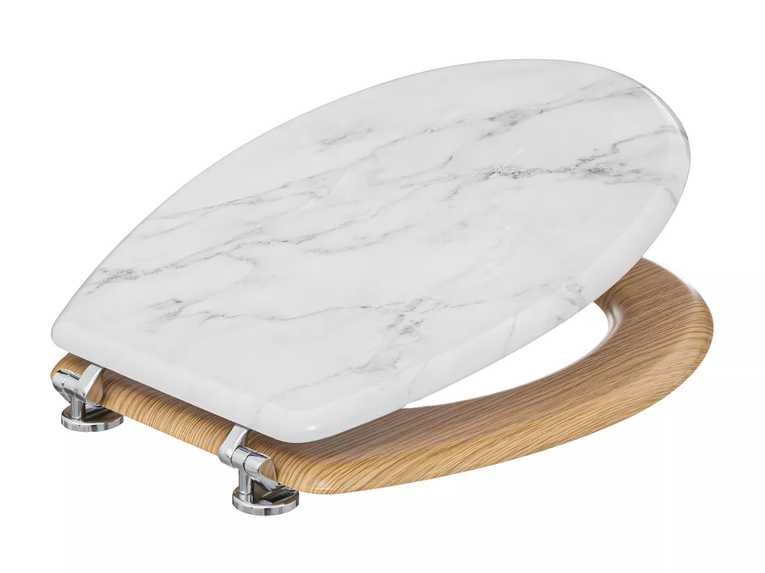 Abattant WC standard en Bois Blanc effet marbre