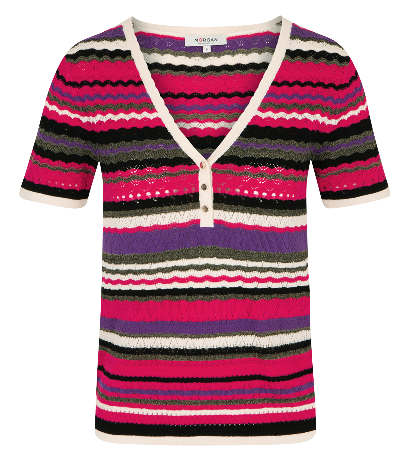 MRAOUL - Pull manches courtes rayé| Multicolore
