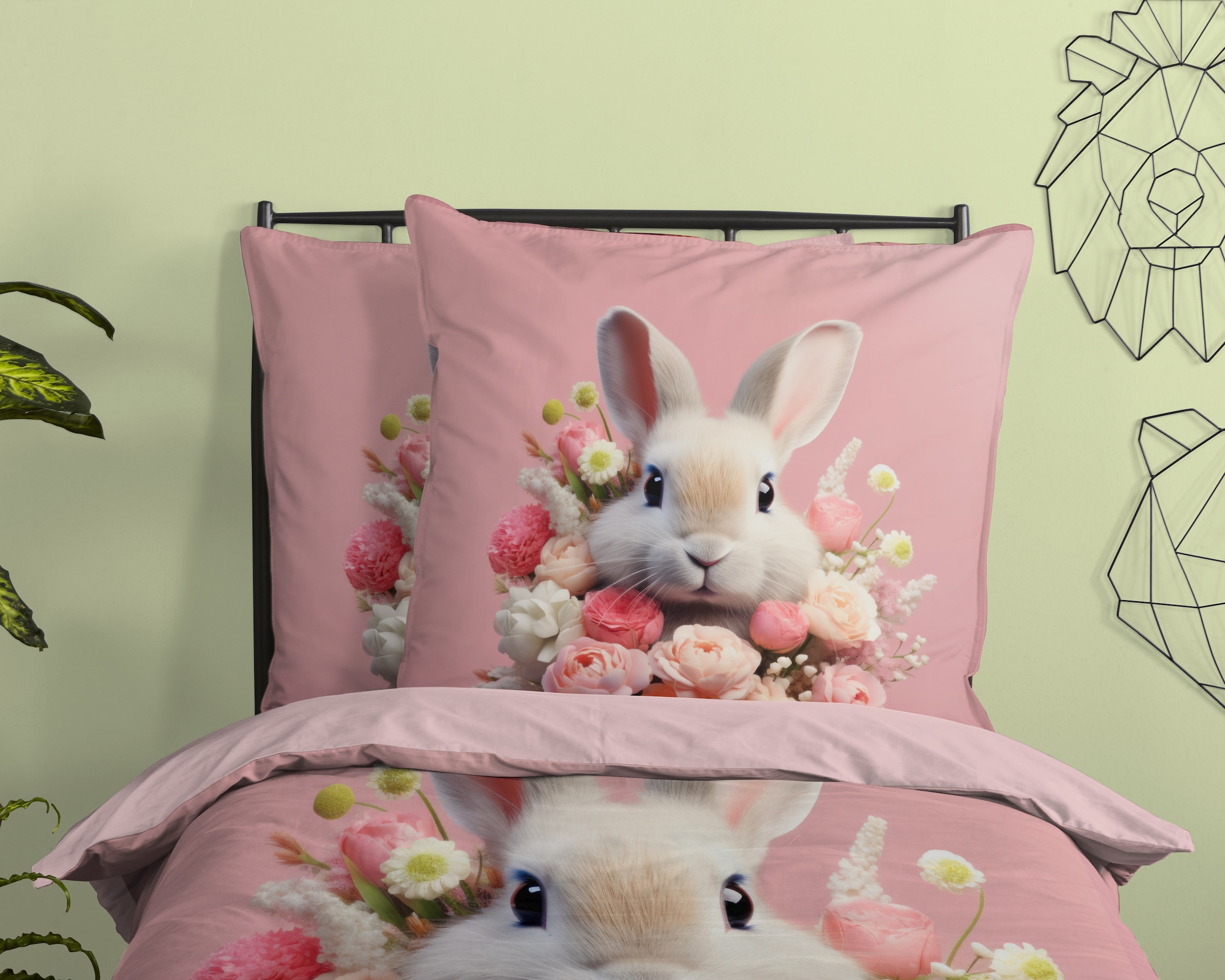 PURE luxury collection Kinderbettwäsche »Cathy« 2 Stk. tlg. Mikrofaser, 135x200, 2 Teilig, Wendeoptik, Kind, Mädchen, Kaninchen