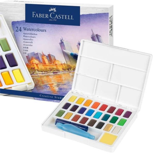 Faber Castell Cx. Aguarelas Goldfaber 24 un.