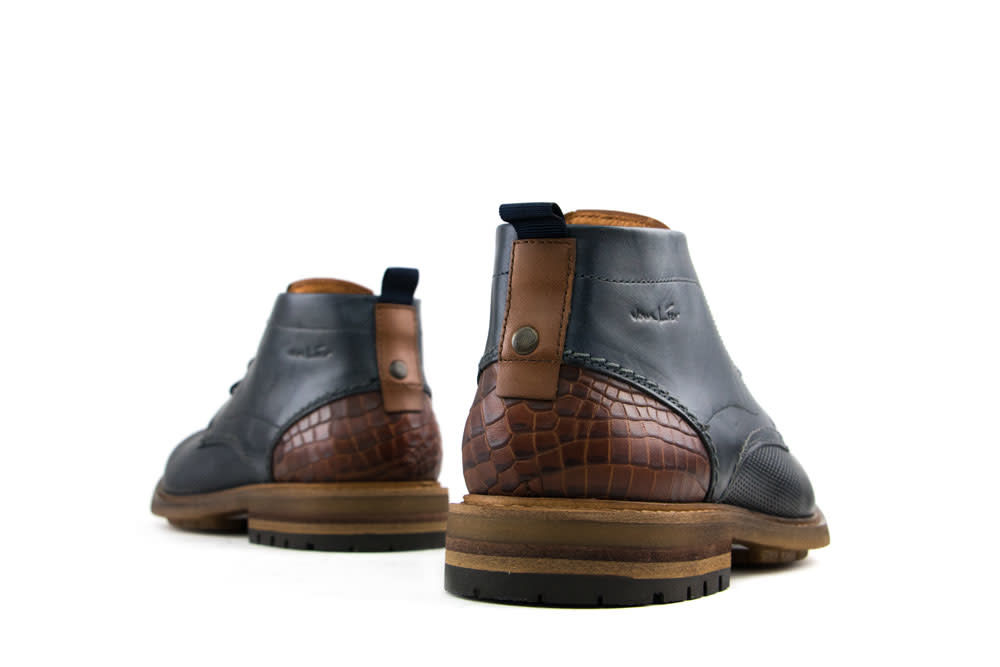Van Lier Veterboots Blauw Perfo
