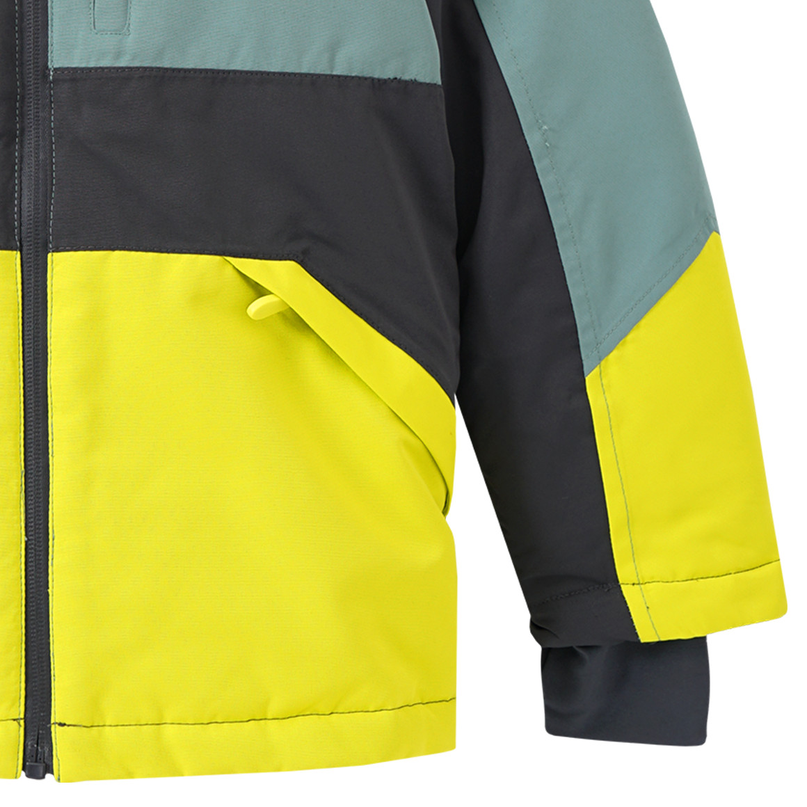 Topolino Jungen Schneejacke mit Farbteiler dunkelgrau / salbei / neongelb