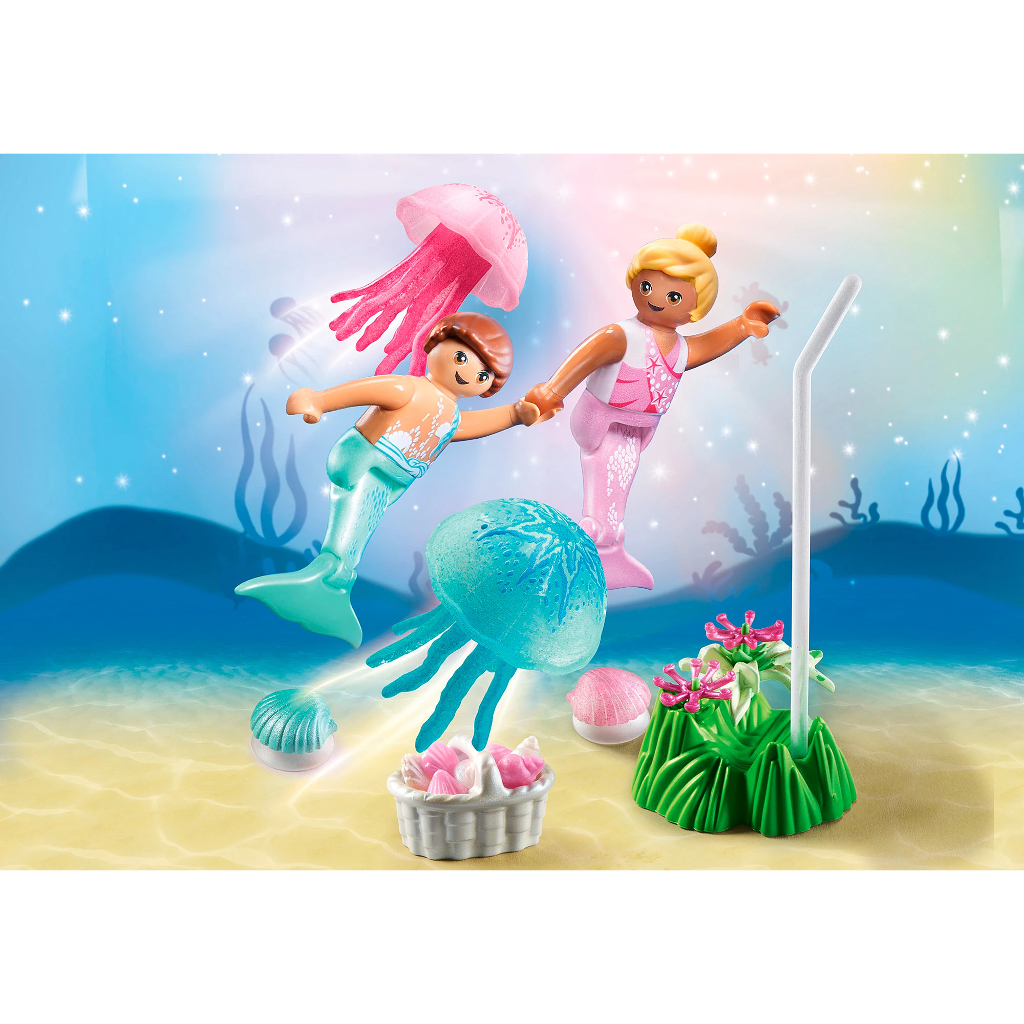 PLAYMOBIL Konstruktionsspielzeug Princess Magic Meerkinder mit Quallen