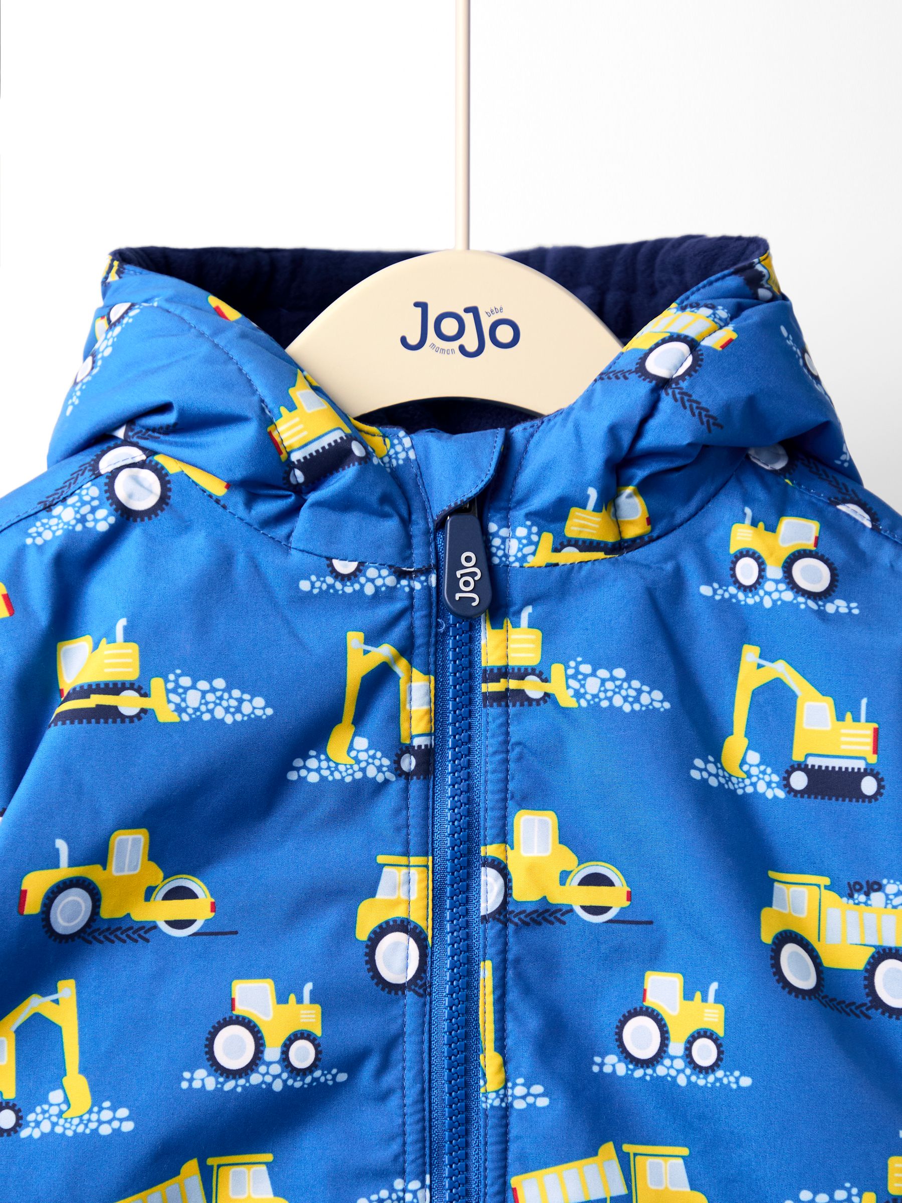 Blauw vervoersmiddel - JoJo Maman Bébé omkeerbaar jack met fleece voering