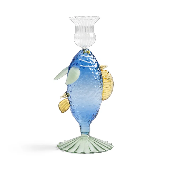 &klevering - Fish Kerzenhalter, blau