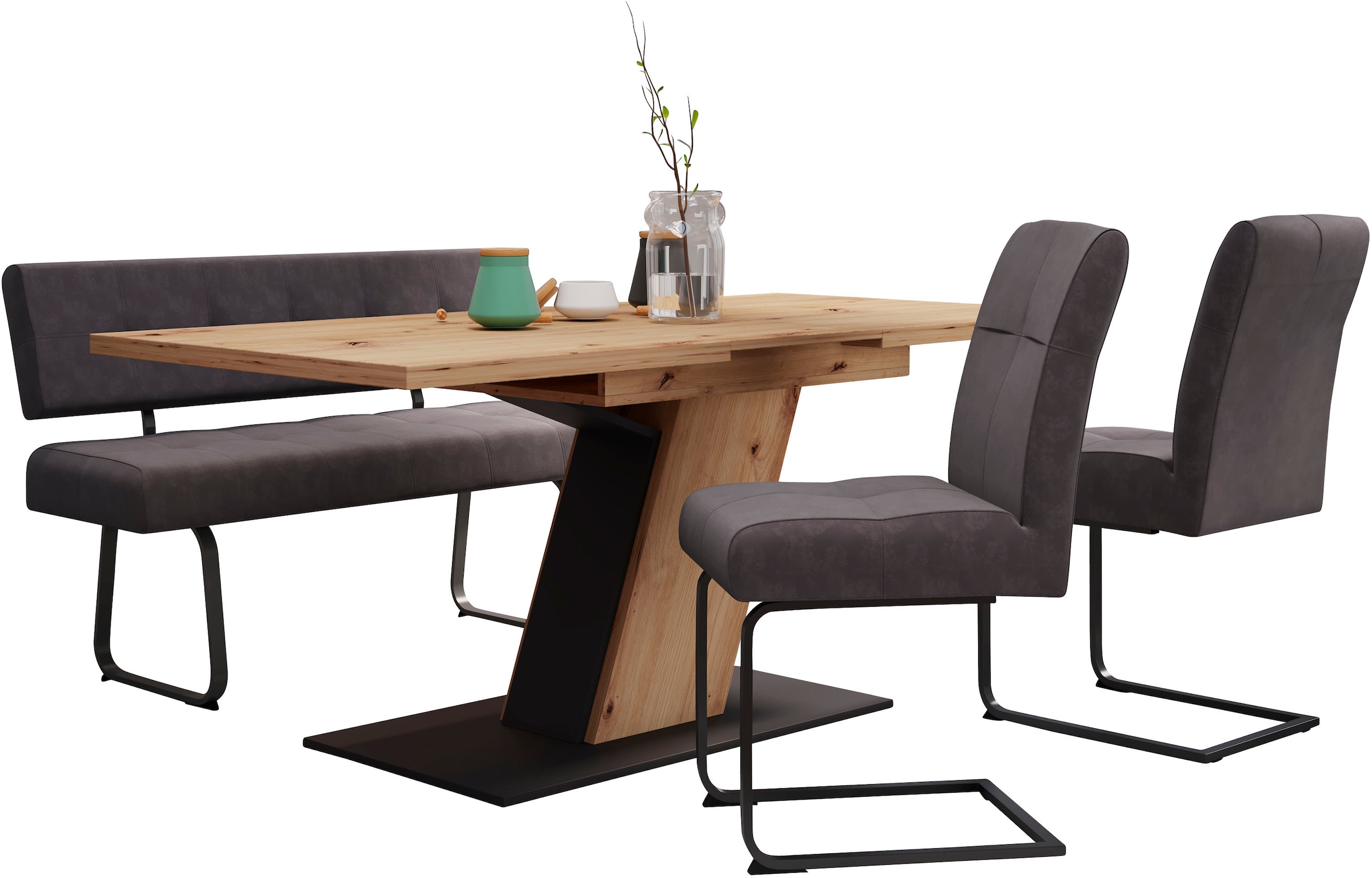 HELA Essgruppe »Luise I G Tisch Sitzbank Stühle« Set, 4 Stk. tlg. Ausziehtisch 140 - 180 cm Esszimmer Bestseller