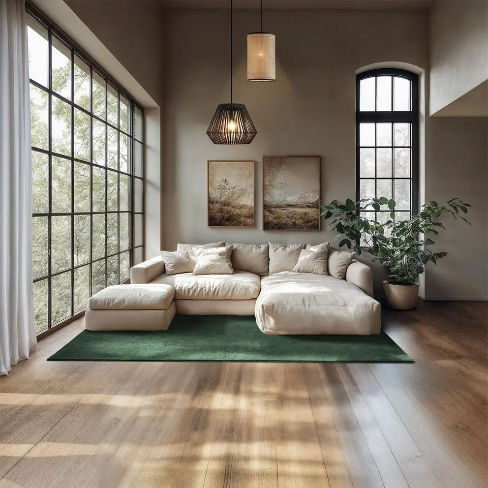 tectake® Kortpolig vloerkleed Soft Zone 140 x 200 cm - Groen