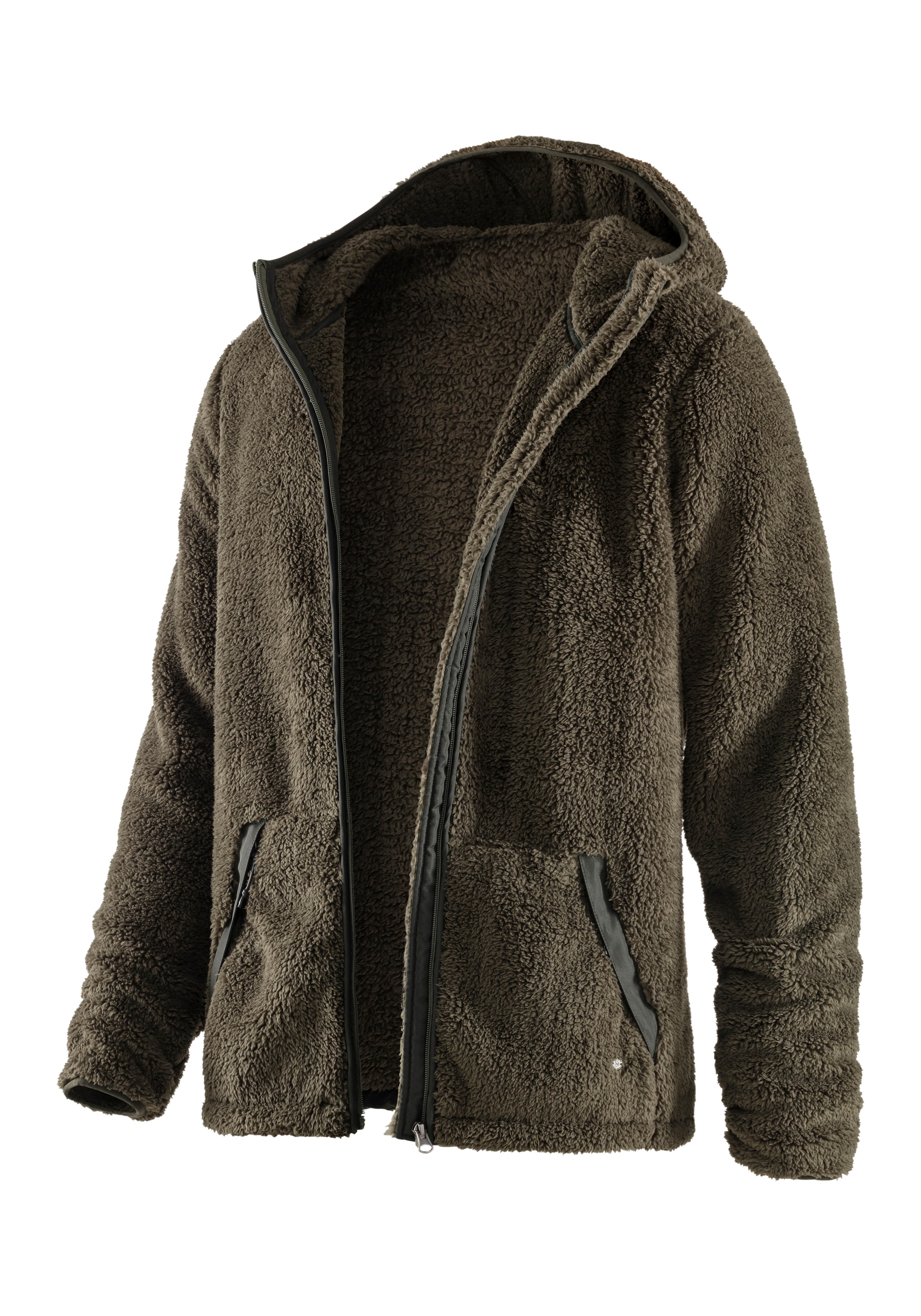 John Devin Kapuzenstrickjacke , in weichem Teddyfleece