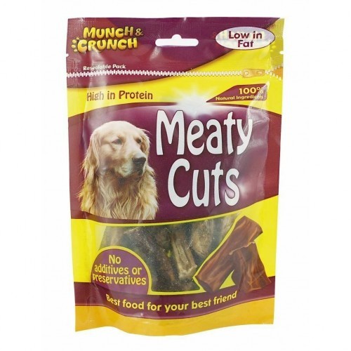Petiscos de carne para cães com sabor natural.
