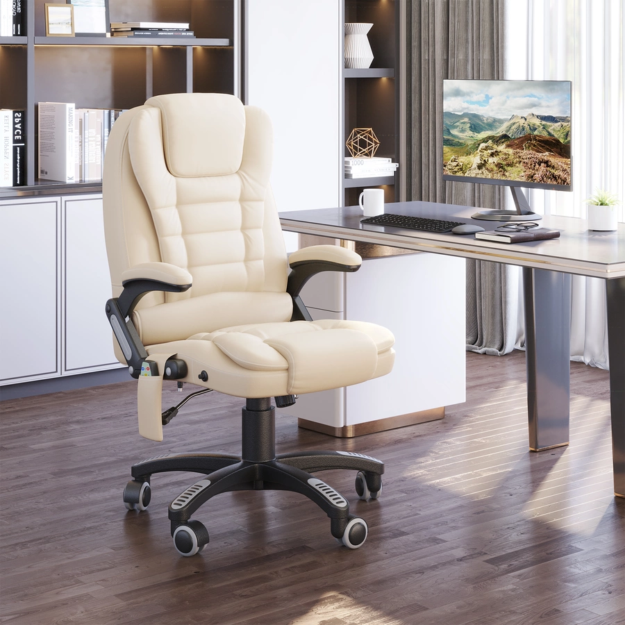 HOMCOM Bürosessel  Chefsessel mit Massagefunktion creme