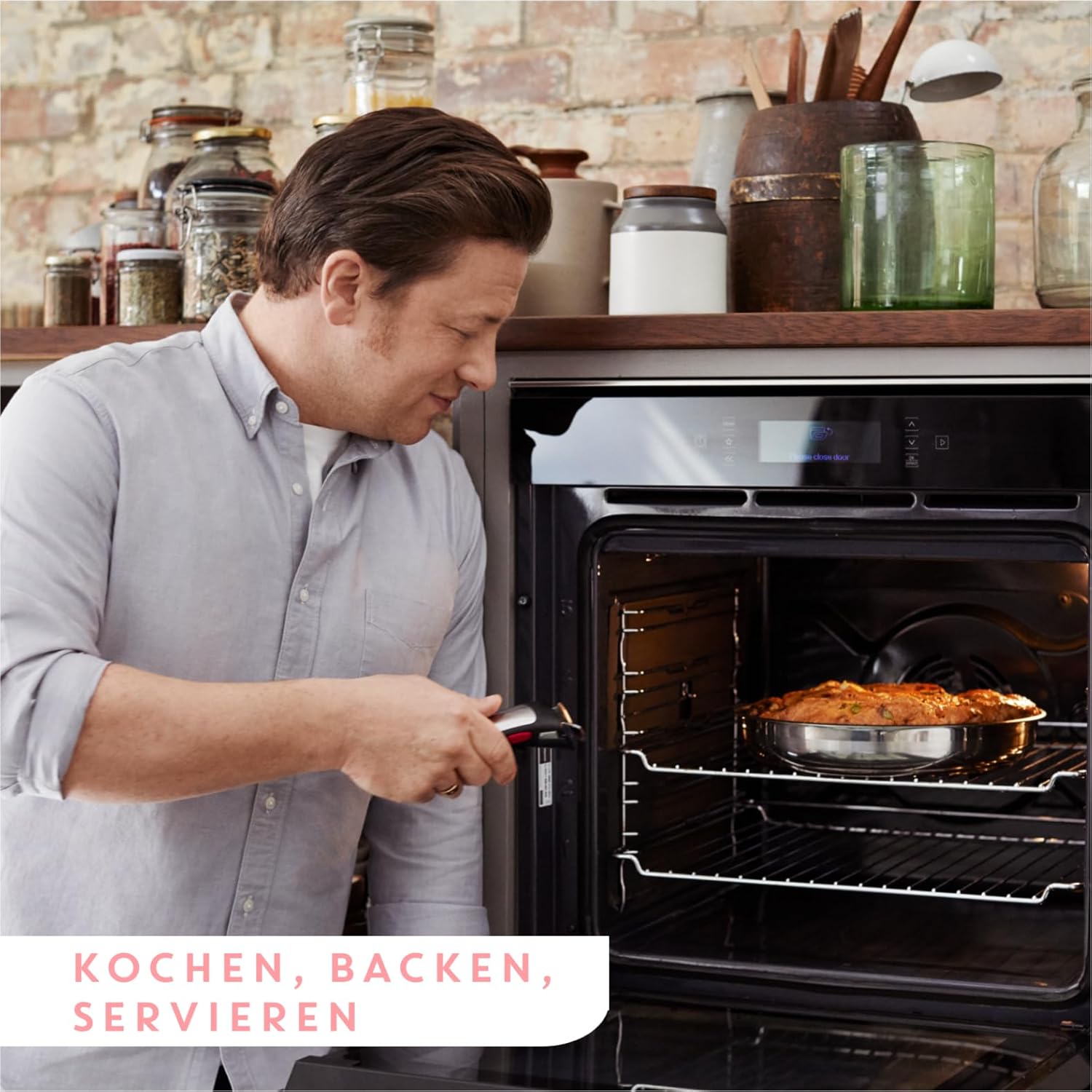 Jamie Oliver by Tefal Ingenio 9-teiliges Topf und Pfannenset abnehmbarer Griff, stapelbar, platzsparend, Topfset Induktion mit Antihaftversiegelung, einfache Handhabung und Reinigung, L97699