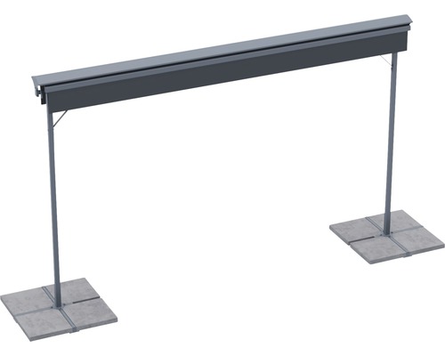 Vrijstaande zonnescherm 4x3, doek effen grijs, frame RAL 7015 leigrijs, incl. slinger