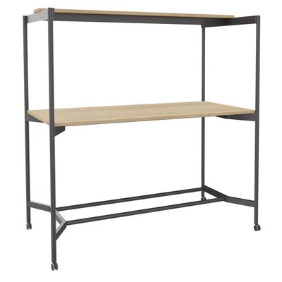 Table Coworking ELKI - L180 - plateau imitation chene clair - pied carbone