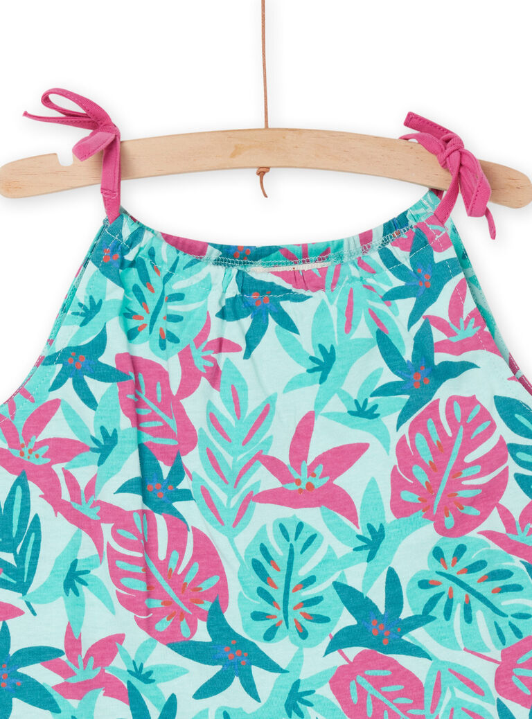 Débardeur bleu et rose à imprimé tropical