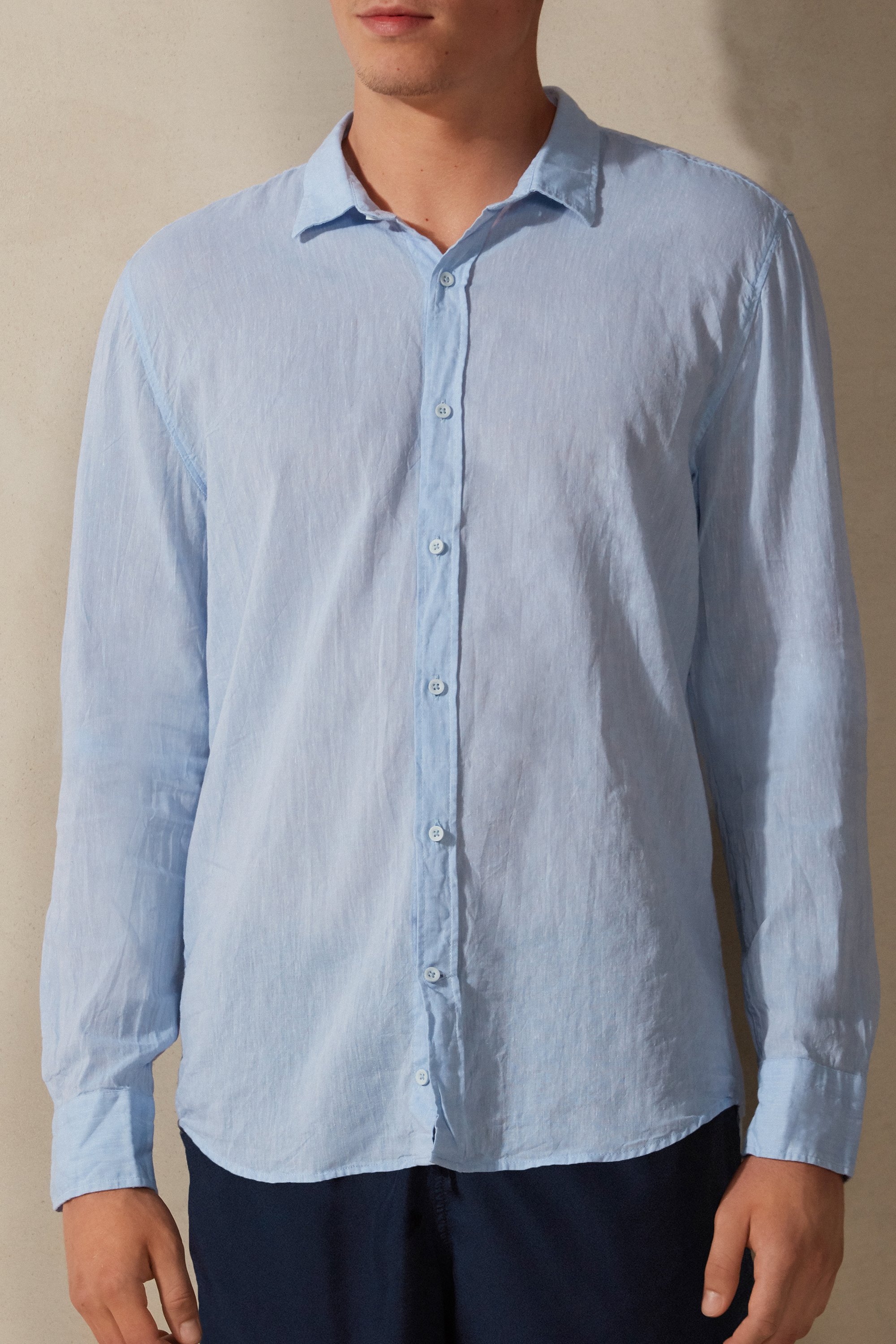 Camisa de linho e algodão