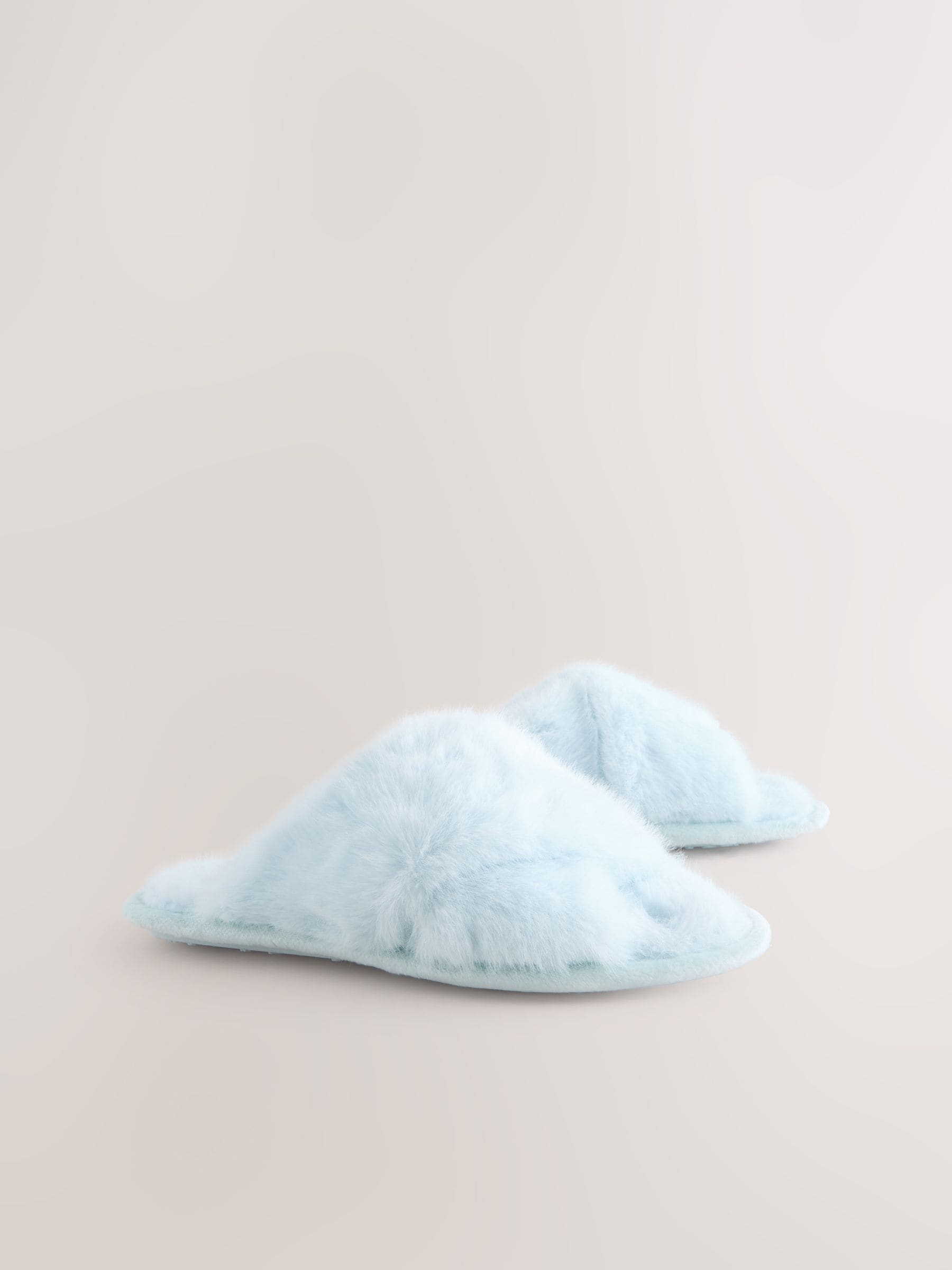 Blauw - Instappantoffels van imitatiebont