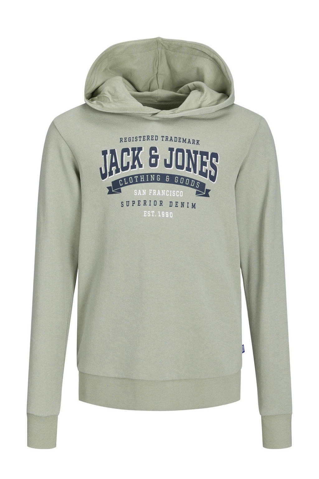 JACK & JONES hoodie JJELOGOmet tekst pistache groen